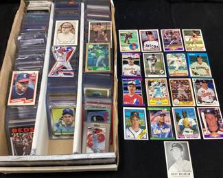 BOX OF ASSORTED 1970s-2000s BASEBALL CARDS, NOLAN RYAN TOM SEAVER, WILL CLARK, DAVE STEWART, JOHN SMOLTZ
TOM GLAVINE, GEORGE BRETT, CURT SCHILLING
RANDY JOHNSON, KIRK GIBSON, MIKE MUSSINA
1969 JAMES HOYT WILHELM CARD 300+ CARDS,