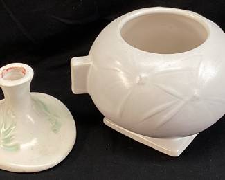 (2) ROSEVILLE POTTERY PIECES, CANDLESTIC