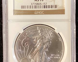 2013 GRADED MS70 SILVER EAGLE, WEST POINT MINT