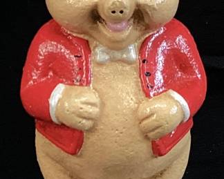 PORKY PIG CAST IRON COIN BANK, 7’’
