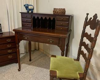Secretary, ladder back chair, night stands, king size bed headboard with frame, misc. nightstands, bed sofa