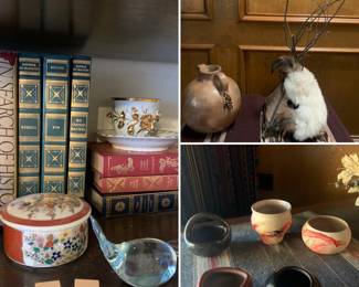 Books include Leon Uris, Theodore H. White, "The Glory & The Dream parts 1&2, James A. Michener, William Safire, Meris West, SO MANY MORE...also collections of National Geographic's in custom holders and Readers Digest hard backs. Indian art...