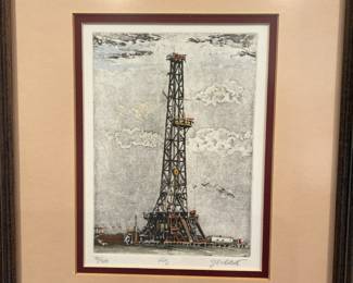 Signed numbered oil Derrick 