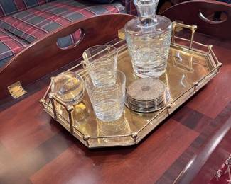 Solid brass vintage serving tray 