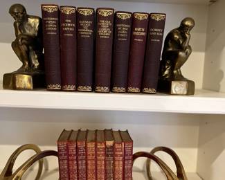 Lots of mid century brass bookends 