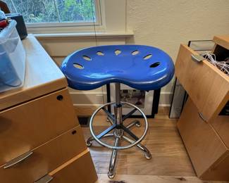 Blue Metal Backless Stool