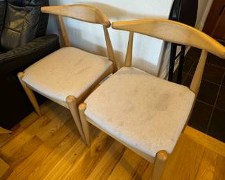 Pair of Padded Mid Century Modern Dining Chairs