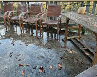 Set of 4 Wooden Patio Chairs with Wood Patio Table
