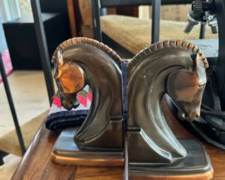 Pair of Art Deco Brass/Copper Trojan Horse Bookends