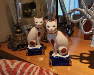 Vintage Fitz and Floyd Porcelain Cat Bookends