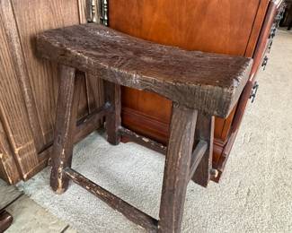 Rustic Elm Wood Stool