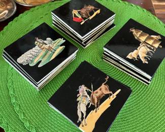 Assortment of  Matador/Bull Fighter Painted Tiles