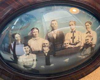 Victorian Convex Glass Framed Vintage Family Photograph