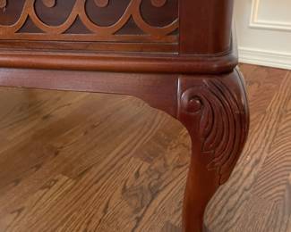 Glass Top French Style Table with Criss Cross Design