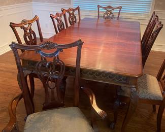 Solid Cherry Dining Table with 8 Dining Chairs