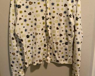 Cream Floral Silk Long Sleeve Blouse