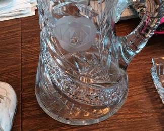 Rose Etched Crystal Pitcher