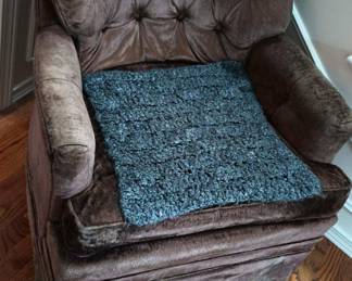 Brown Upholstered Rocking Arm Chair