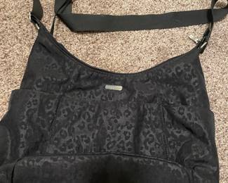 Baggallini Black Cheetah Hobo Tote Crossbody Shoulder Bag