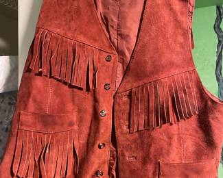 OUI International Suede Leather Fringe Vest - Size XL

