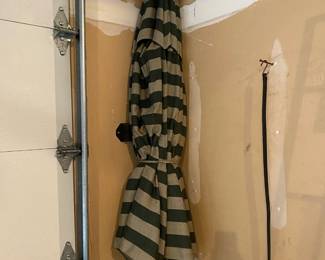 Grey/Black Striped Outdoor Umbrella