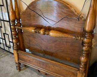 Burlwood Georgian Style Twin Bed Headboard & Footboard