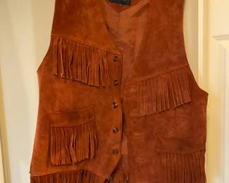OUI International Suede Leather Fringe Vest - Size XL
