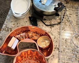 Copper Hobnail Jello Mold, Copper Salmon Jello Mold