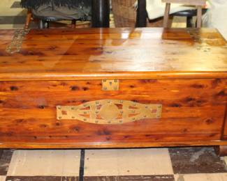 Wood Cedar Chest with Decorative Brass Trim