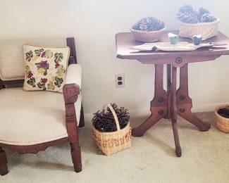 Eastlake Corner Chair, Table, Drift Wood with Birds