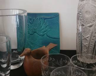 Tile, Etched Glassware