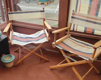 Folding Deck Chairs, Bench, Pottery, Planters