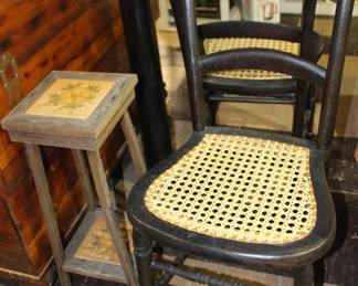 Caned Vintage Chair and Stand