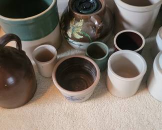 Jugs, Crocks, #2 Crock, Covered Pottery Bean Pot