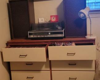 Bedroom Dresser and Lloyd Multiplex Stereo System and Fisher Cassette Radio