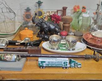 Antique Pipe, Enamel Ware, Dishes, Bottles, More