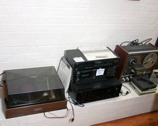 Benjamin ELAC Turntable, Denon DRA685 Receiver, TEAC Reel to Reel, Cassette Deck, CD Player