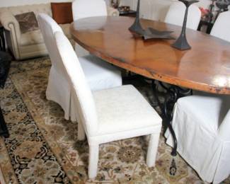 Incredible Arhaus Hammered Copper Top Dining Table with 6 Chairs