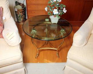 Maison Jansen Glass Top Ram’s Head Table