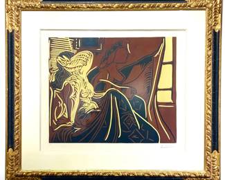 Lot 921 Original Pablo Picasso Linocut  Deux Femmes Pres de la Fenetre
