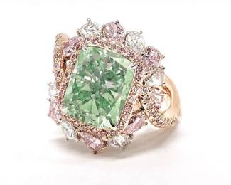 Lot 521 Fancy Green Diamond RingGIA