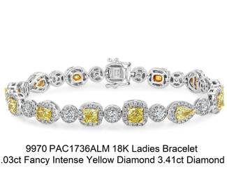 Lot 9970 Fancy Intense Yellow Diamond BraceletGIA Certified