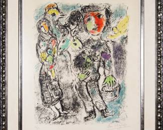 Lot 535 Original Marc Chagall Colour Lithograph  Couple de Paysans