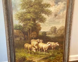 Large Oil Painting of Sheep