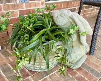 Concrete Bunny and Basket Planter 