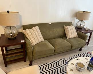 Contemporary olive green sofa