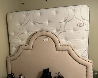 Tall padded queen headboard and mattress set