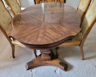 $200 solid wood dining set with 6 gold velvet high back chairs - Mon