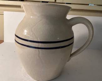 Vintage Pitcher (no markings, but appears to be Marshall Pottery). Measures 8”h x 9”w to outer handle.  — $15