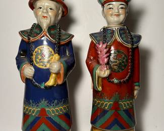 Pair of Pier One Emperor Statues, excellent condition, vibrant. Tallest is 14h 5w 4d.  --- $15